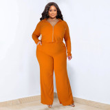 Plus Size Solid Color Sport Casual Three Piece Pants Set NNWF-7935