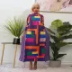 Round Neck Printed Press Pleated Loose Maxi Dress NNWF-10500