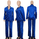 Casual Solid Long Sleeve Cardigans And Pants Two Piece Set YD-8770