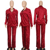 Casual Solid Long Sleeve Cardigans And Pants Two Piece Set YD-8770
