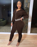 Fashion Velvet Ribbed Patchwork Two Piece Pants Set YD-8769