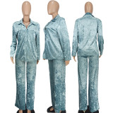 Casual Solid Long Sleeve Cardigans And Pants Two Piece Set YD-8770