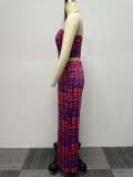 Sexy Print Tube Tops And Wide Leg Pants 2 Piece Set NY-10580