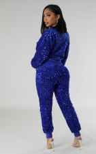 Fashion Sequin Long Sleeve Two Piece Pants Set XHXF-8682
