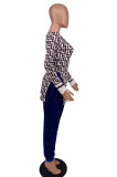 Fashion Print Slash Neck Slit T Shirt XHXF-367