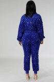 Fashion Sequin Long Sleeve Two Piece Pants Set XHXF-8682