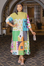 Long Sleeve Print Slim Maxi Dress XHXF-951