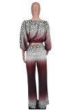 Fashion Print Gradient Long Sleeve Two Piece Pants Set XHXF-8680
