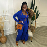 Solid Long Sleeve Coat+U Neck Vest+Pencil Pants 3 Piece Set YF-10584