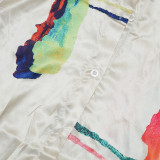 Loungewear Long Sleeve Simulation Silk Printing Two Piece Set YF-1045