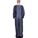 Faux Denim Loose Solid Jumpsuit QYXZ-9141
