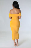 Sexy One Shoulder Solid Midi Dress XHXF-315