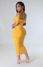 Sexy One Shoulder Solid Midi Dress XHXF-315