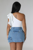 Sexy Slim Holes Denim Slit Skirt LX-6962
