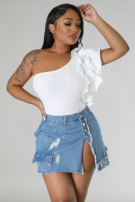 Sexy Slim Holes Denim Slit Skirt LX-6962
