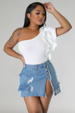 Sexy Slim Holes Denim Slit Skirt LX-6962