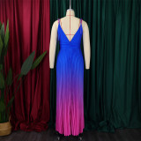 Plus Size Backless Sexy Strappy Gradient Maxi Dress GATE-D403