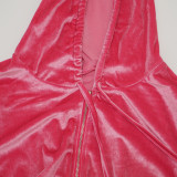Long Sleeve Hooded Crop Tops And Shorts Tight 2 Piece Set YF-1100