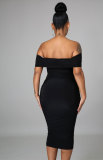 Sexy One Shoulder Solid Midi Dress XHXF-315