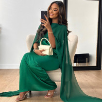 Round Neck Loose Long Robe Chiffon Dress MUE-7955