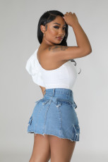 Sexy Slim Holes Denim Slit Skirt LX-6962