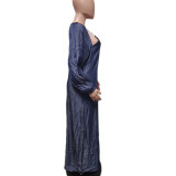 Faux Denim Loose Solid Jumpsuit QYXZ-9141