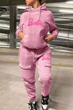 Plus Size Letter Print Hooded Sweatshirts Pants Sport Suit WAF-751515