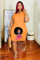 Fashion V Neck Print Midi Dress WAF-008330