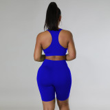 Casual Solid Color Long Sleeve Sport 3 Piece Shorts Set TE-4634