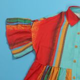 Plus Size Contrast Color Patchwork Shirt Dress NY-10552