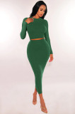 Solid Color Long Sleeve Two Piece Skirts Set MZ-2810