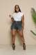 Fashion Buttoned Fake Two Piece Denim Shorts CM-8693