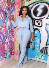Soldi Color Zipper Long Sleeve Pants Sport Two Piece Set AIL-251