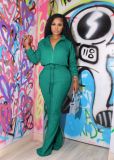 Solid Color Zipper Long Sleeve Pants Sport Two Piece Set AIL-251