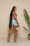Fashion Buttoned Fake Two Piece Denim Shorts CM-8693
