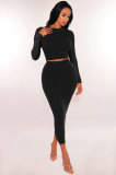 Solid Color Long Sleeve Two Piece Skirts Set MZ-2810