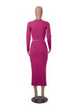 Solid Color Long Sleeve Two Piece Skirts Set MZ-2810