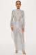 Fashion Mesh Plaid Long Sleeve Maxi Dress YD-8773