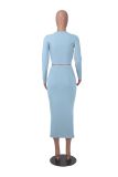 Solid Color Long Sleeve Two Piece Skirts Set MZ-2810