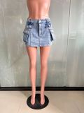 Fashion Pocket Slim Denim MIni Skirt LX-3555