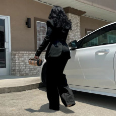 Color Clock Long Sleeve Wide Leg Jumpsuit YF-10590