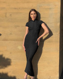 Solid Color Short Sleeve Slim Knits Bodycon Dress ZSD-0290