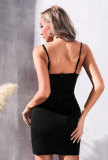 Sexy Sling Backless Bead Mini Dress XHXF-371