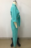 Solid Color Tie Up Tops And Pants Two Piece Set LSD-1558