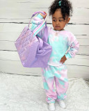 Kids Girl Tie Dye Print Sweatshirt Sport Two Piece Pants Set GYMF-123