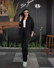 Fashion Loose Solid Color Casual Home Two Piece Suit CM-8694
