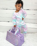 Kids Girl Tie Dye Print Sweatshirt Sport Two Piece Pants Set GYMF-123