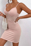 Sexy Sling Backless Bead Mini Dress XHXF-371