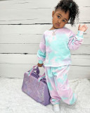 Kids Girl Tie Dye Print Sweatshirt Sport Two Piece Pants Set GYMF-123