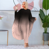 Plus Size Gradient Color Pullover Cape Bat Sleeve Dress NNWF-7933